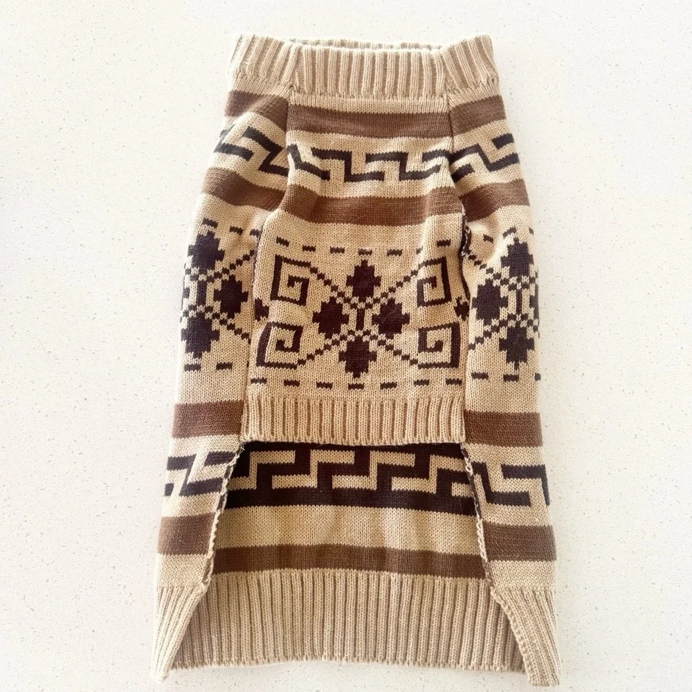 Pendleton Cream and Brown Patterned Dog Sweater